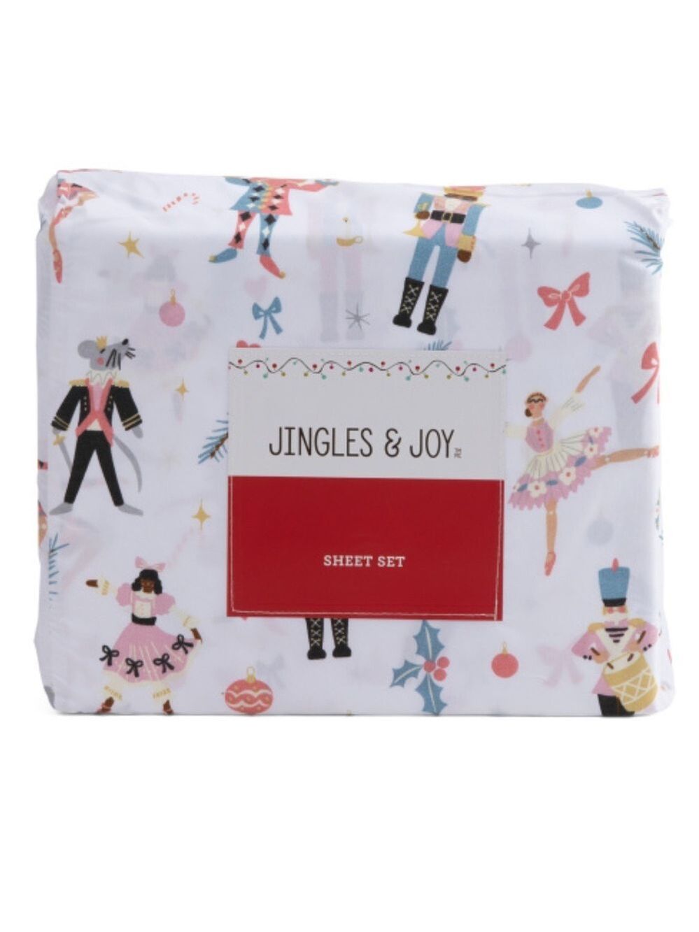 Jingles & Joy Nutcracker Dreams Holiday King Sheet Set New